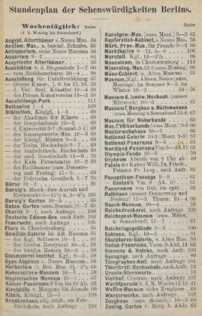 Stundenplan der Sehenswürdigkeiten Berlins