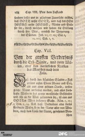 Cap. VIII. Von der grossen Verderbnis durch die Erb-Sünde...