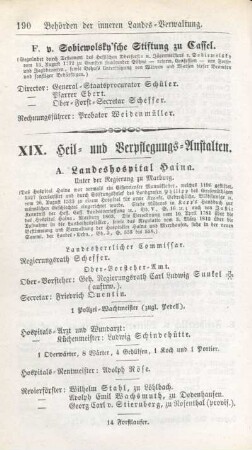 XIX. Heil- und Verpflegungs-Anstalten.