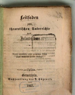 Leitfaden zum theoretischen Unterrichte des Infanteristen