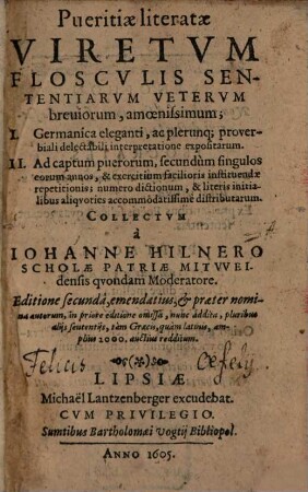 Pueritiae literatae viretum ...