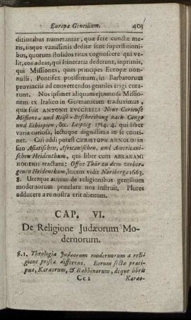 Cap. VI. De Religione Judæorum Modernorum