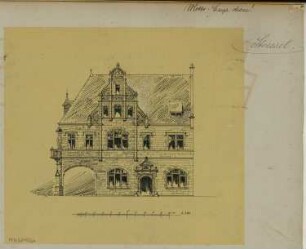 Ratswaage Monatskonkurrenz Januar 1900: Aufriss Seitenansicht; Maßstabsleiste