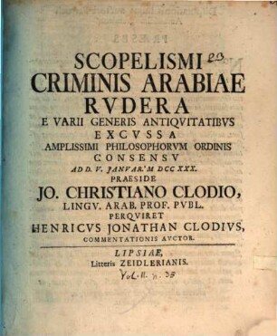 Scopelismi, criminis Arabiae, rudera e varii generis antiquitatibus excussa