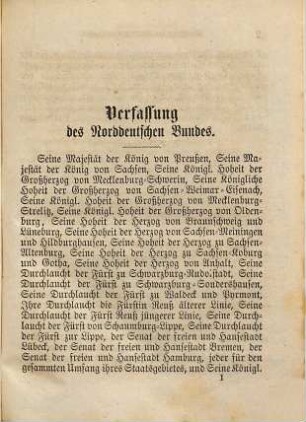 Parlamentarisches Taschenbuch : enthaltend die Verfassungen von ..., 10/11. Enthaltend die Verfassung und die Gesetze des Norddeutschen Bundes, die Verfassungen von Ungarn, Schweden und Spanien, sowie die österreichischen Verfassungsgesetze von 1867 und 1868