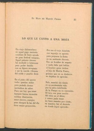 Lo que la cantó a una moza