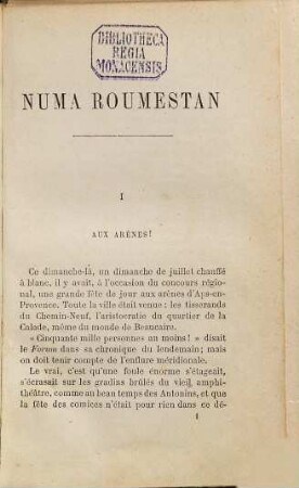 Numa Roumestan : (Moeurs Parisiennes). (Roman.)