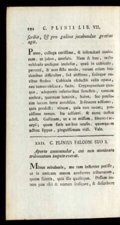 XXII. C. Plinius Falconi Suo S.