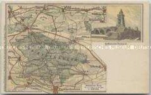 Ansicht des Kyffhäuser-Denkmals mit einer Karte