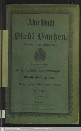 1902: Adreßbuch der Stadt Bautzen