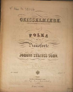 Geisselhiebe : Polka für d. Pianoforte ; 60. Werk