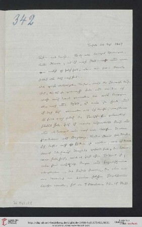 Briefwechsel Theodor Mommsen und Marie Mommsen geb. Reimer: Brief von Theodor Mommsen an Marie Mommsen