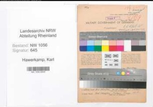Entnazifizierung Karl Hawerkamp , geb. 26.08.1888 (Postbeamter)