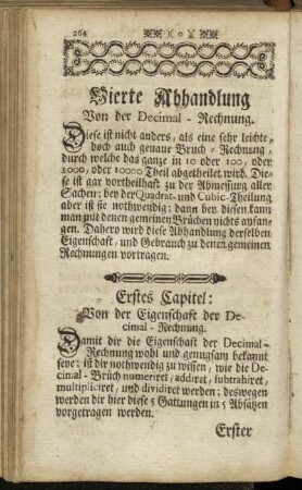 Vierte Abhandlung Von der Decimal-Rechnung.