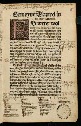 IIr-Vr, Gemeyne Vorred in das New Testament.