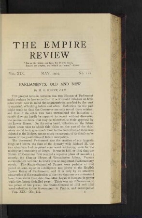 Parliaments, Old and New