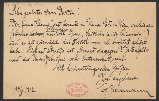 Brief an Ludwig Strecker an B. Schott's Söhne : 14.08.1912