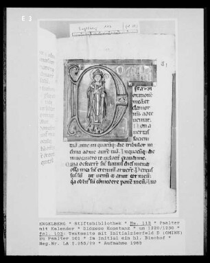Psalter mit Kalender, fol. 103: Textseite mit Initiale D zu Psalter 101