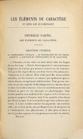 Les éléments du caractère et leurs lois de combinaison