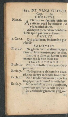 De Vana Gloria. Cap. 20.