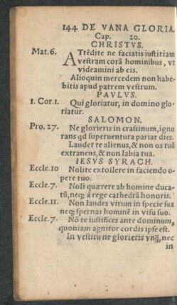 De Vana Gloria. Cap. 20.