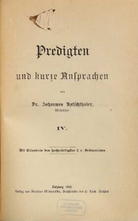 Predigten und kurze Ansprachen, 4