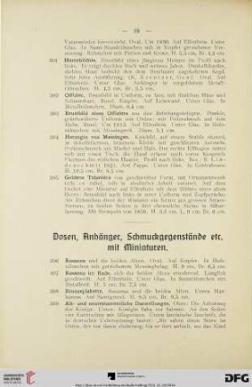 Dosen, Anhänger, Schmuckgegenstände etc. mit Miniaturen (Nr. 306-427)