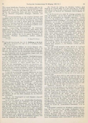 61-63 [Rezension] Wendland, Heinz-Dietrich, Einführung in die Sozialethik