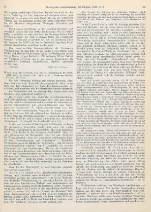 61-63 [Rezension] Wendland, Heinz-Dietrich, Einführung in die Sozialethik