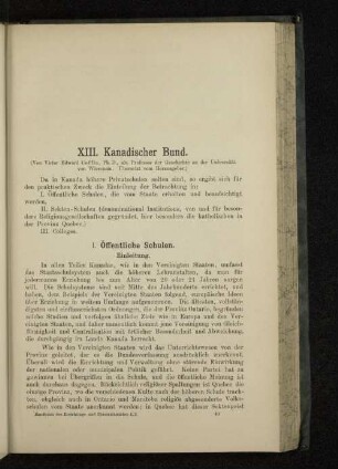 XIII. Kanadischer Bund.