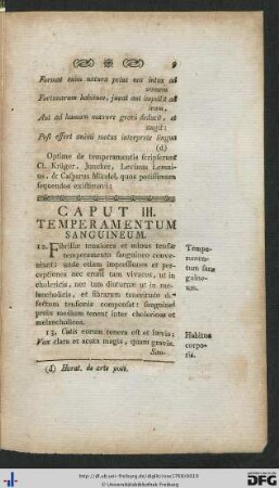 Caput III. Temperamentum Sanguineum.
