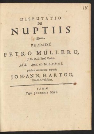 Disputatio De Nuptiis