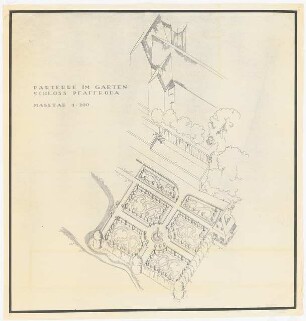 Garten am Schloss Pfaffroda: Perspektivische Ansicht (Vogelschau) Ornamentgarten 1:200