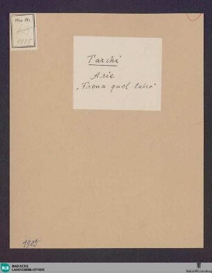 Il Trionfo di Clelia. Excerpts - Don Mus.Ms. 1905 : S, orch