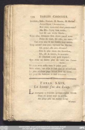 Fable XXIX. La bonne foi du Loup.