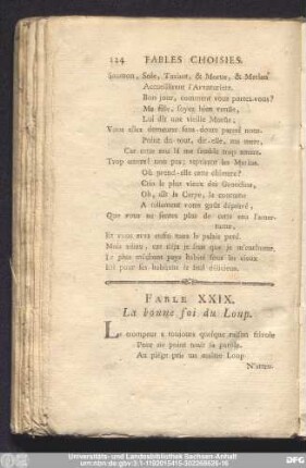 Fable XXIX. La bonne foi du Loup.