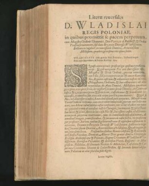 Literae reuersales D. Wladislai Regis Poloniae ...