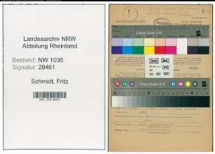 Entnazifizierung Fritz Schmidt , geb. 03.08.1900 (Bergmann)
