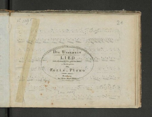 Die Wahrheit : Lied: Gieb, blanker Bruder, gieb mir Wein ; in Musik gesetzt für's Forte-Piano