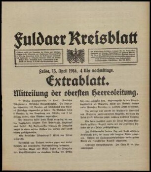 Ausgabe vom Dienstag, den 13. April 1915.