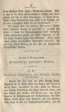 Zweites Programm. Stufenfolge poetischer Kräfte
