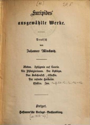 Euripides' ausgewählte Werke, [2.]