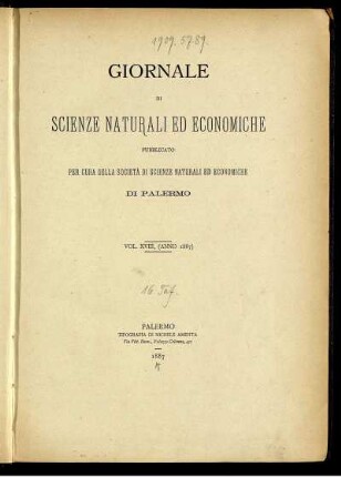 18: Giornale di scienze naturali ed economiche