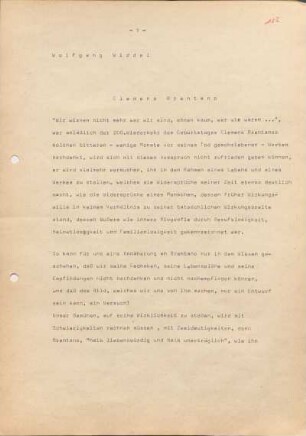 W185]: Clemens Brentano : [Anm.: zum 200. Geburtstag]