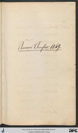 [fol. 354] Sommersemester 1869