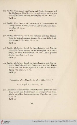 Porzellan der Mandschu-Zeit (1644-1911) (Nr. 520-605)