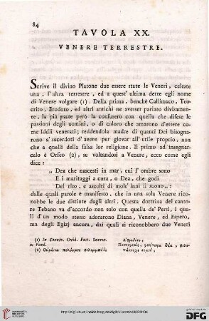 Tavola XX: Venere Terrestre
