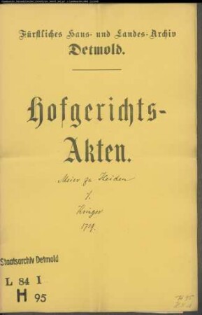Meier zu Heiden gegen Johann Bernd Krüger
