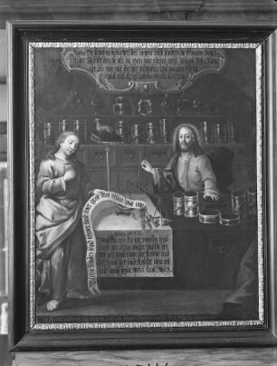 Christus als Apotheker umgeben von den Mitteln der Seelenapotheke