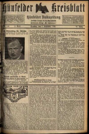 Zweite Ausgabe vom Samstag, den 07. September 1929.